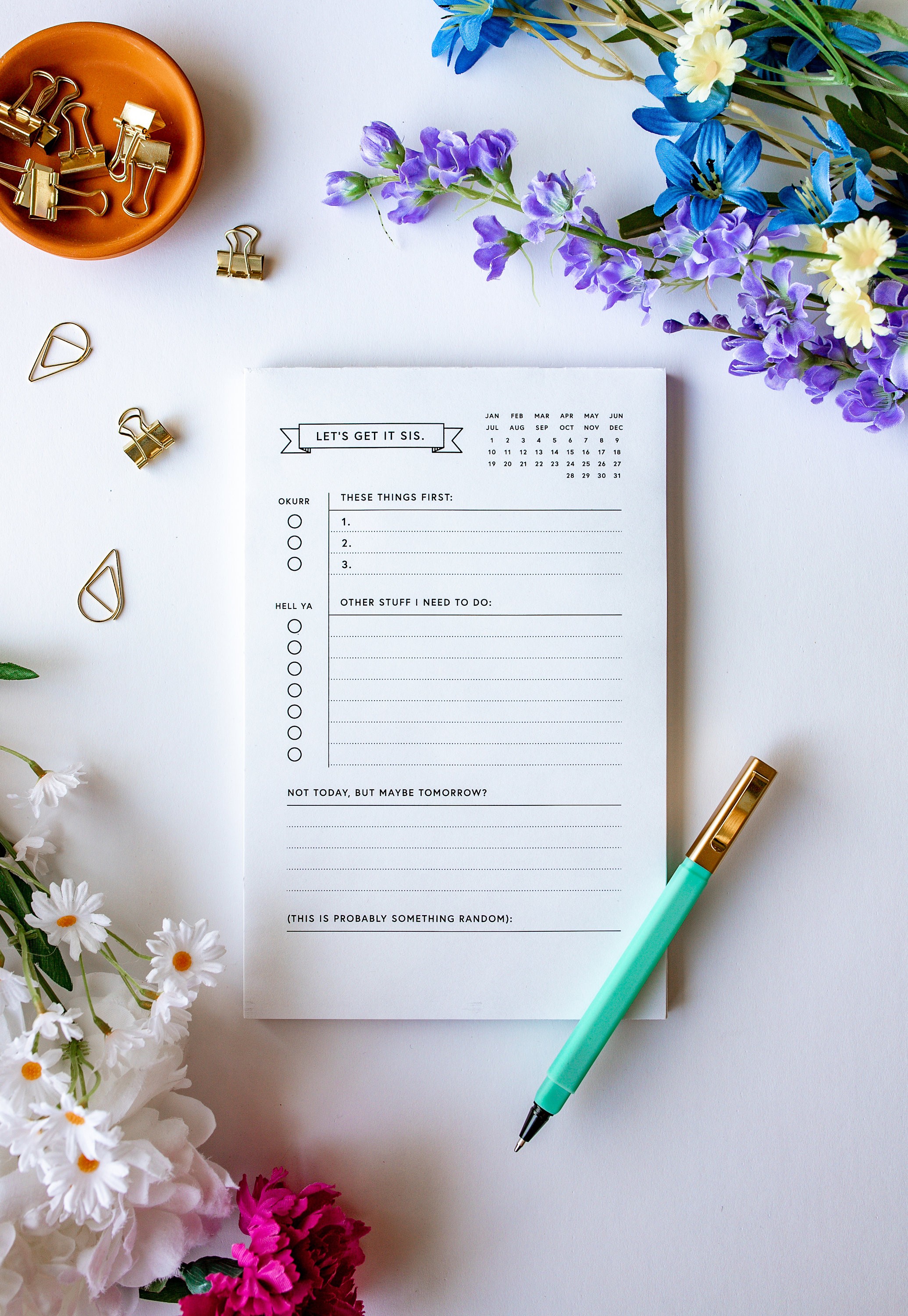 Let's Get It Sis Motivational Organizational Taskpad To-Do List Notepad