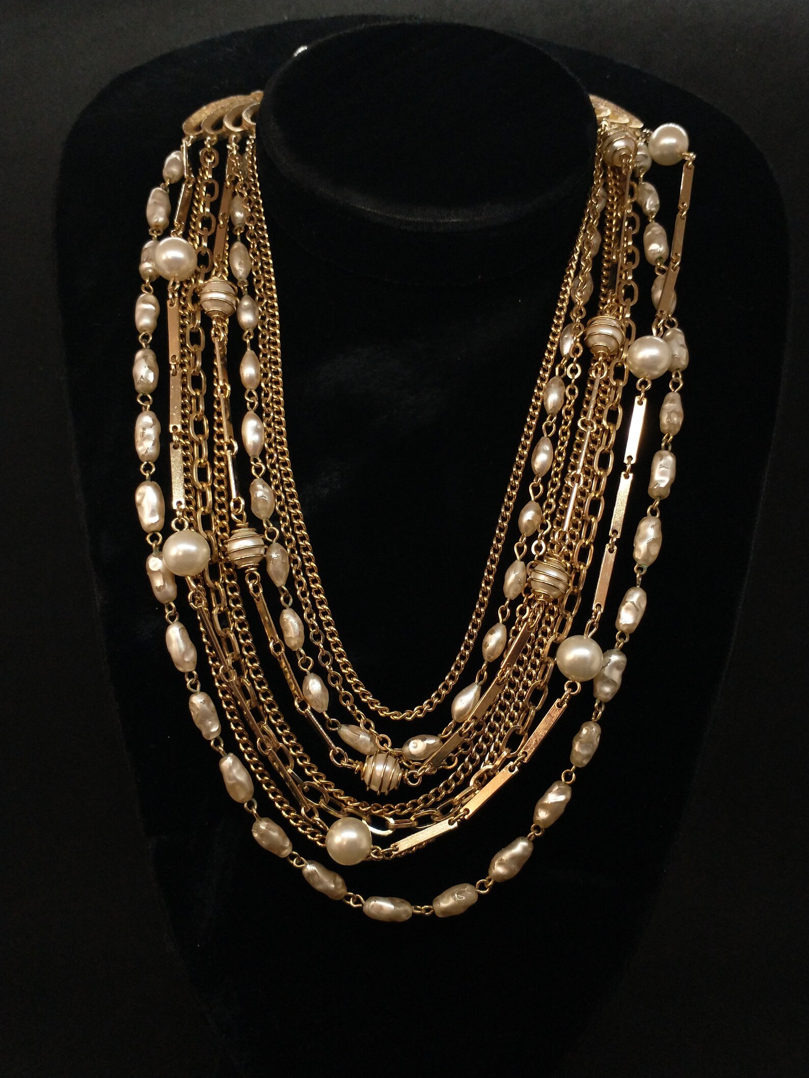 Vintage KRAMER Faux Pearl Multi Strand GOLD TONE Necklace - Etsy