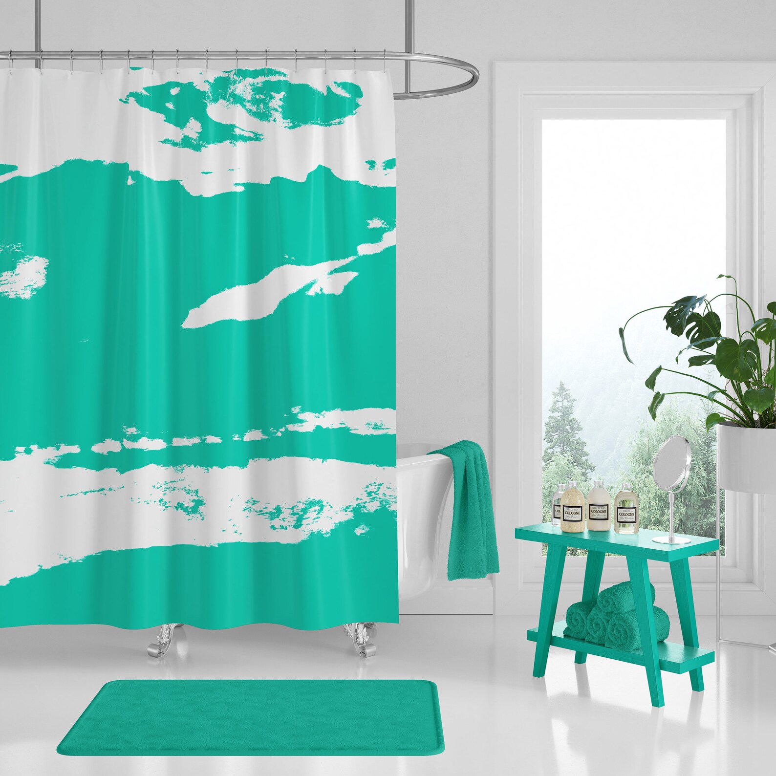 Turquoise Shower Curtain Modern Contemporary, Elegant and Beautiful