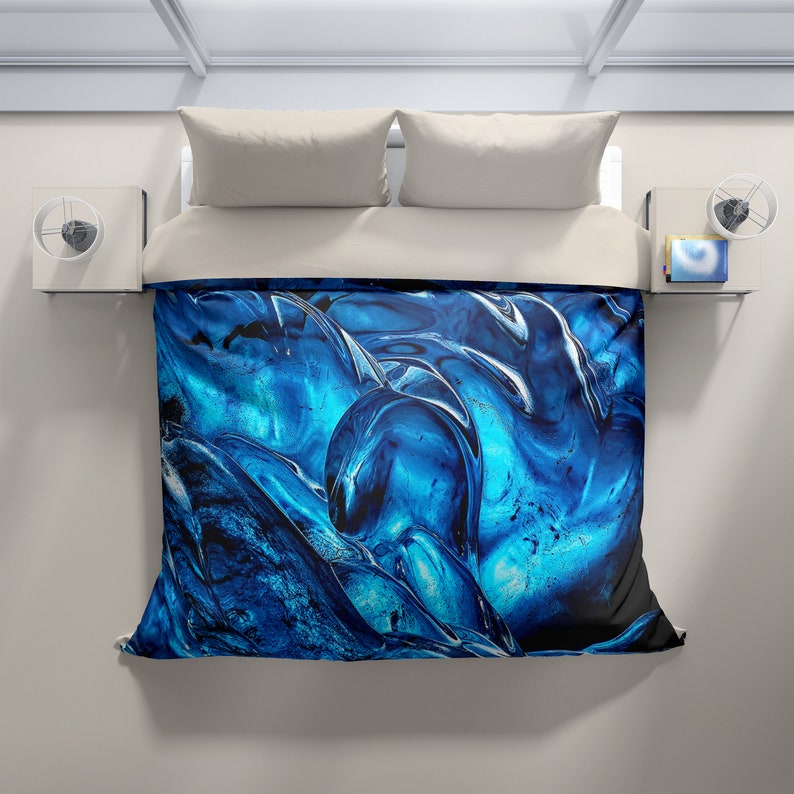 Blue Designer Duvet Cover Queen Cool Patterned Duvet Soft Etsy