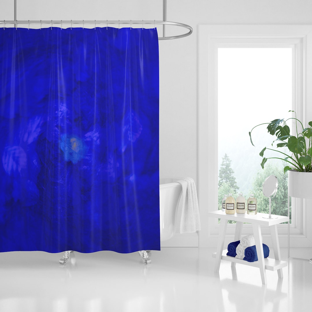 Royal Blue Shower Curtain Farmhouse Elegant and Modern Etsy