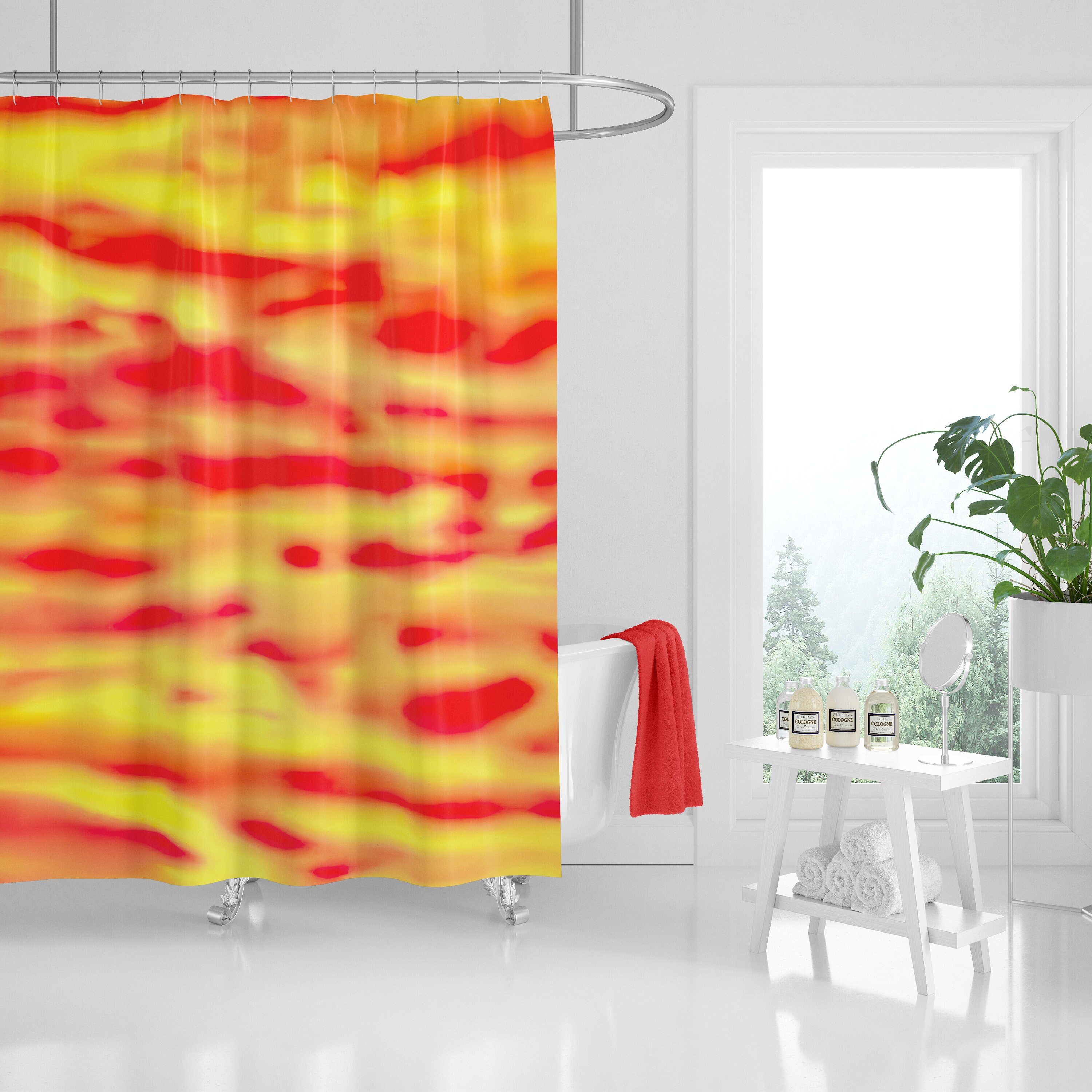 Red and deals yellow shower curtain