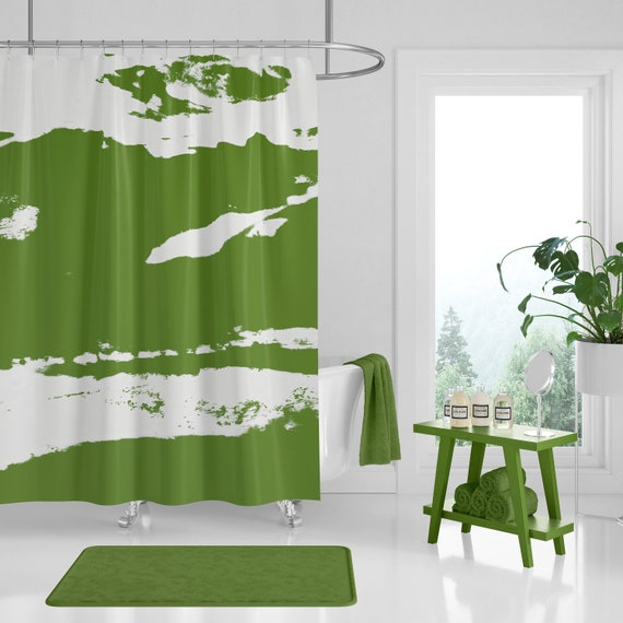 Olive Green Shower Curtain Modern Inspirational Elegant and Etsy