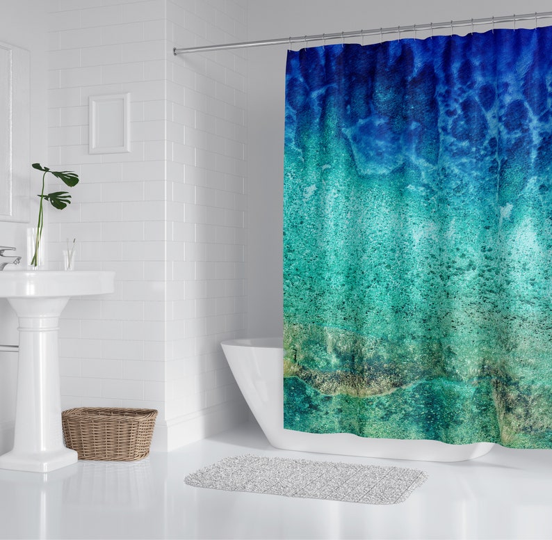 Coastal Shower Curtain Tropical Beach Design Nautical Art Shower