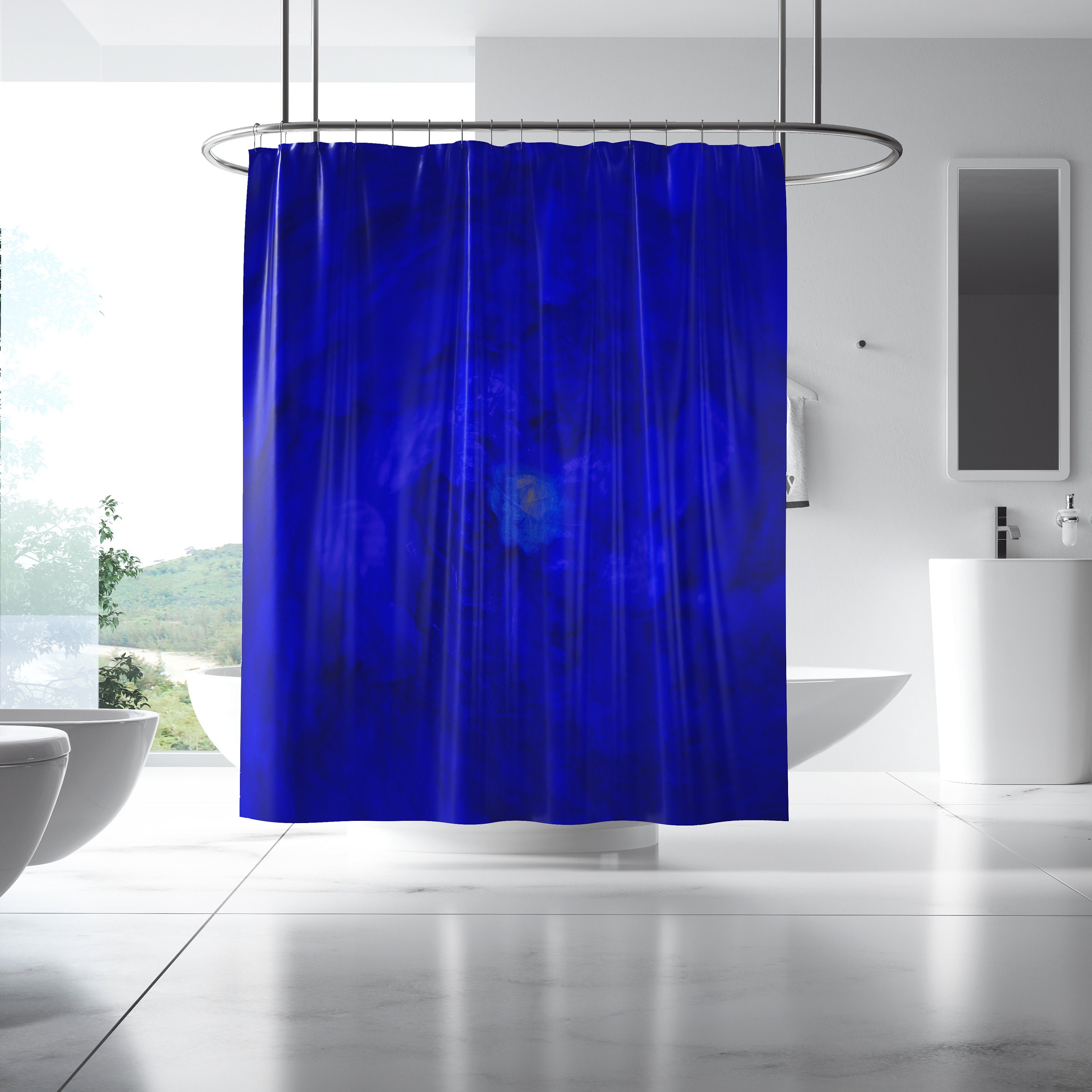 Royal Blue Shower Curtain Farmhouse Elegant and Modern Etsy UK