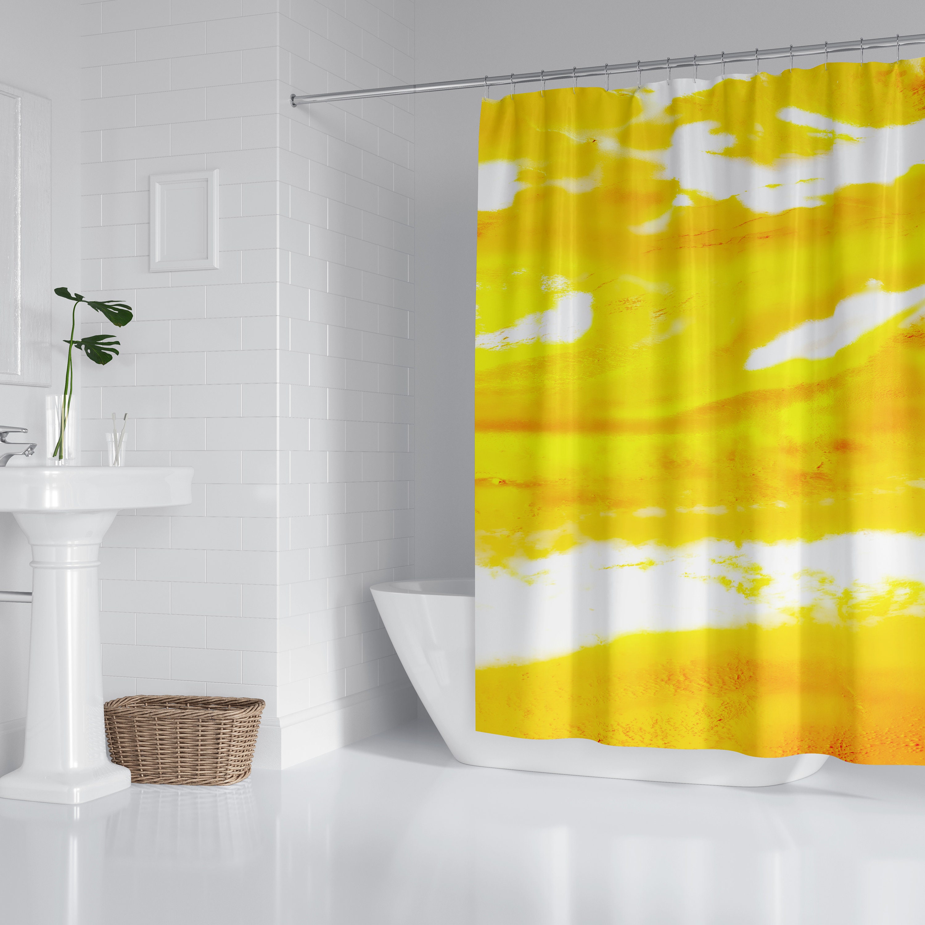 Mustard Yellow Shower Curtains Farmhouse Modern Bathroom Etsy