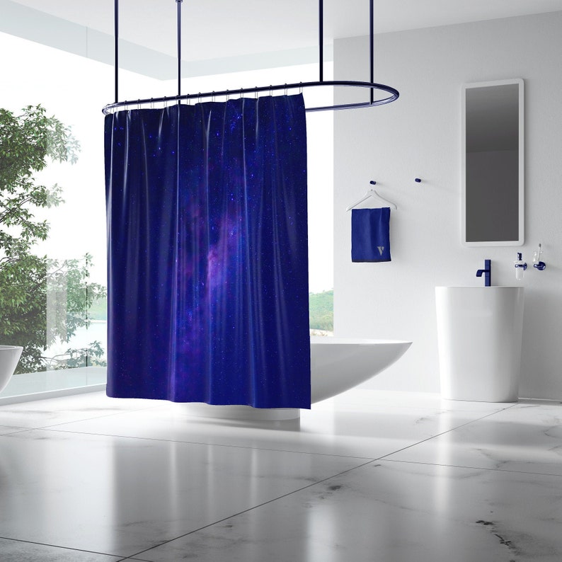Blue Farmhouse Bathroom Curtains Cool Night Sky Shower Curtain Modern Cute And Trendy Design Size 71 X 74 Inch Bathroom Home Living Efp Osteology Org