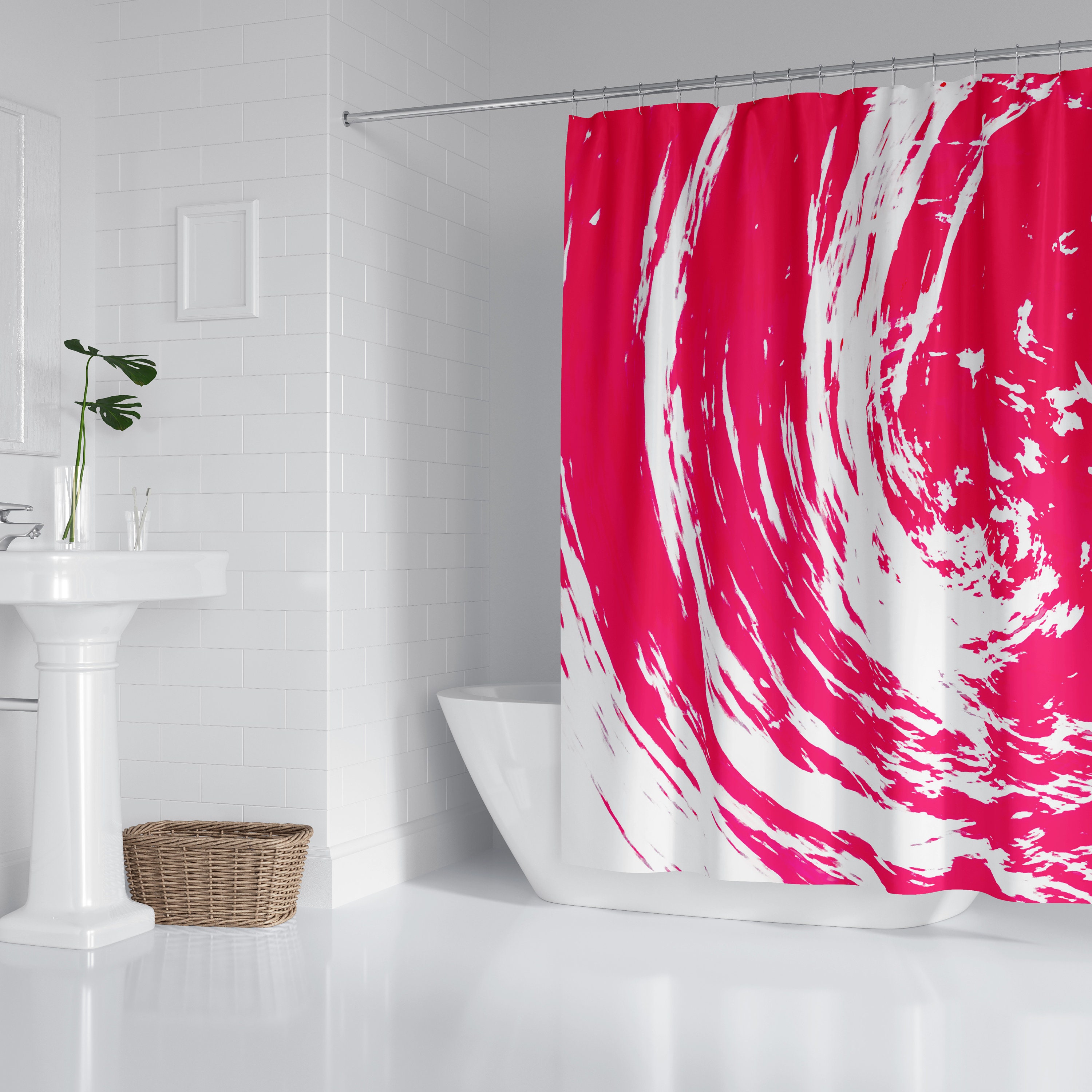 Mid Century Modern Shower Curtains Pink Unique Elegant and Etsy UK