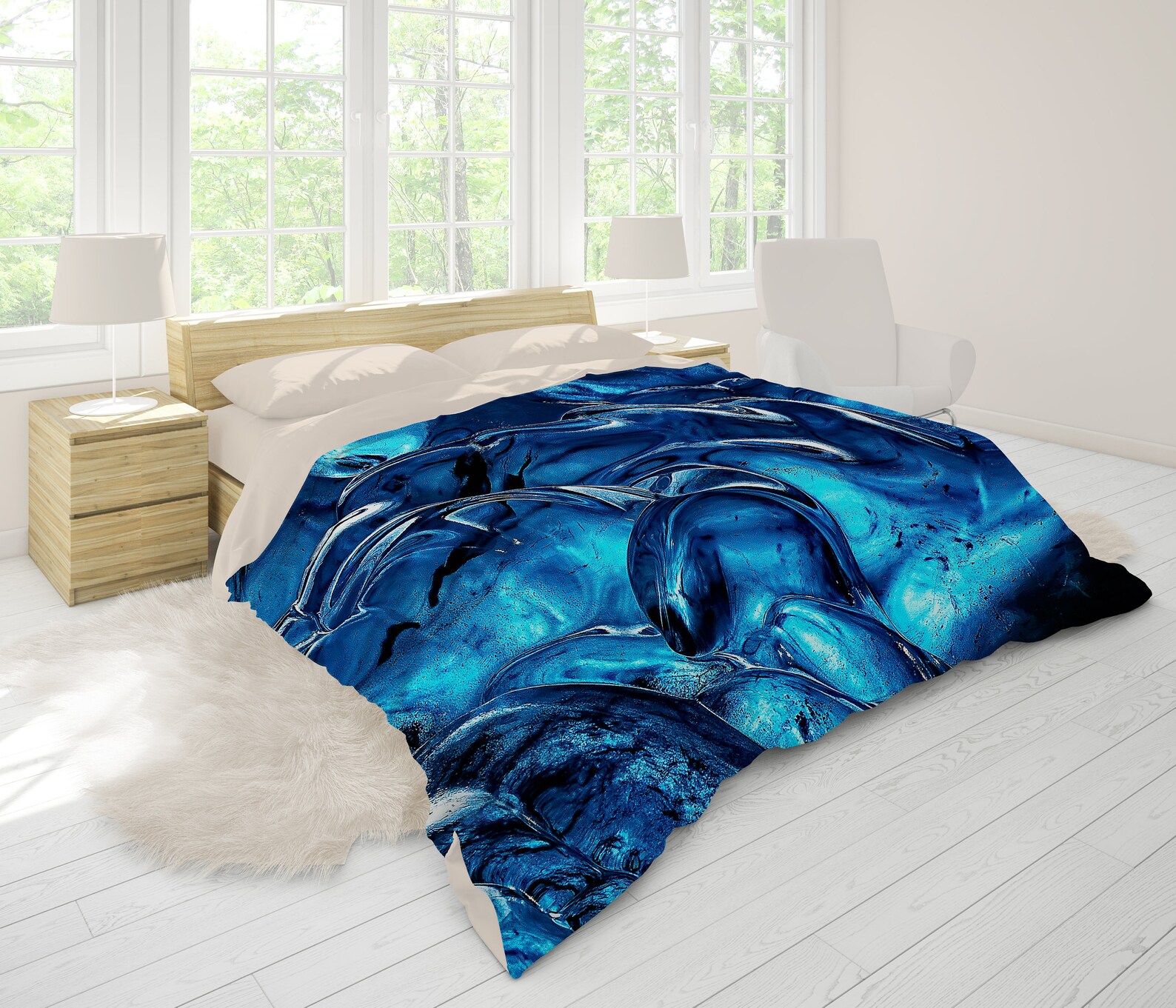 Blue Designer Duvet Cover Queen Cool Patterned Duvet Soft Etsy