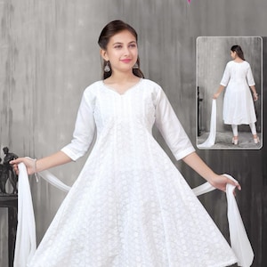 White anarkali for kids shop