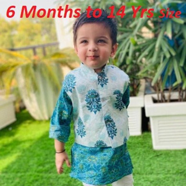 Réassort ****Ensemble manteau kurta et gilet pour garçons/Ensemble Kurta/Veste Modi/Ensemble Kurta en coton/Vêtements de festival/Kurta pour garçons/Ensemble Kurta pour enfants/Kurta