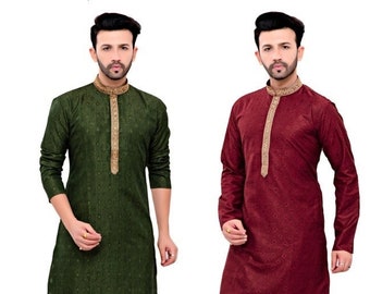 Mens kurta set/Ethnic wear for Men/Mens kurta set printed/Father-Son matching sets/Kids kurta set/Mens Printed kurta Set/Kurta Pajama-Green