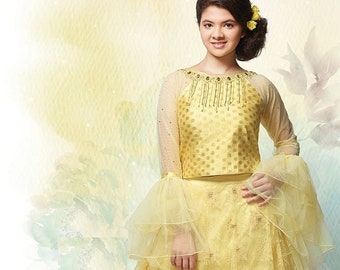 Girls Lehenga choli / Indian ethnic Wear/kids wedding wear /Festive wear/Embroidered Designer Lehenga choli/Big girls Lehenga