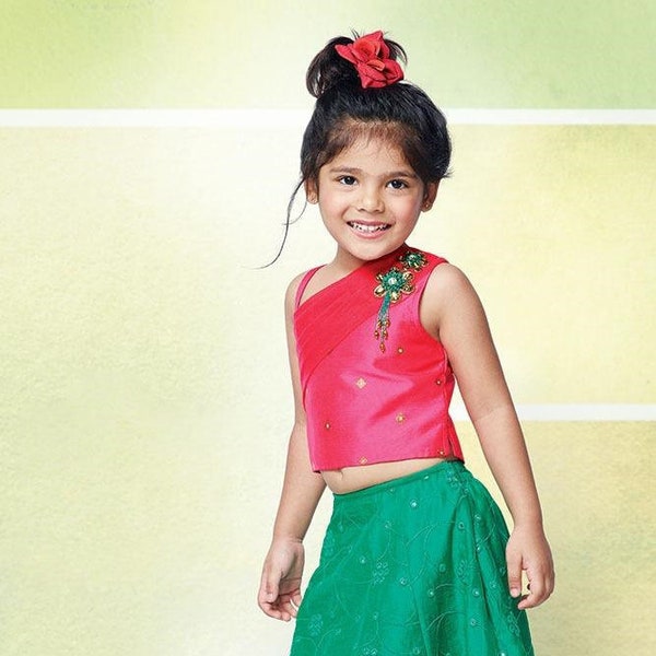 Lehenga Choli for Girls/Pattu Pavadai /Lehenga/ Girls Lehenga/Indian Ethnic wear/Chaniya Choli/Pattu Pavadai/Girl's lehenga set/Parkar Polka