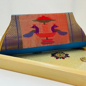 Paithani Purse Paithani Clutch Luxury Clutch for Party Party Clutch Purse gifts clutch for Wedding I Paithani ink Blue Color Etsy