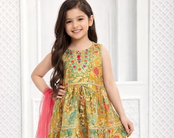 Mädchen Bestickte Hosen und Kurti / Mädchen Kurti / Mädchen Salwar Anzug / Mädchen Sharara Set / Salwar Anzug/Sharara / Garara / Mädchen Palazzo setzt / Mädchen Kurti