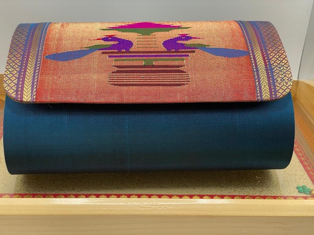 Round Box Paithani Purse| Clutch| Luxury Clutch For Party| Party Purse |Gifts |Clutch Wedding I Fabric Purse