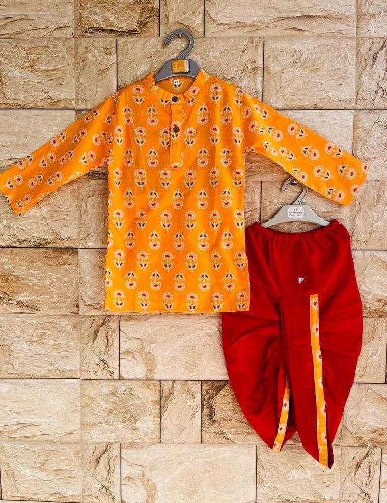 Kids Kondattam Readymade Dhoti & Shirt Set - Copper