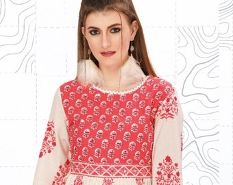 Tuniques en coton pour femmes/Kurta courte/Kurta en coton/Tuniques/Kurta en relief avec travail miroir/Hauts en coton/Blouse/Lakhnavi Kurta/Kurti court