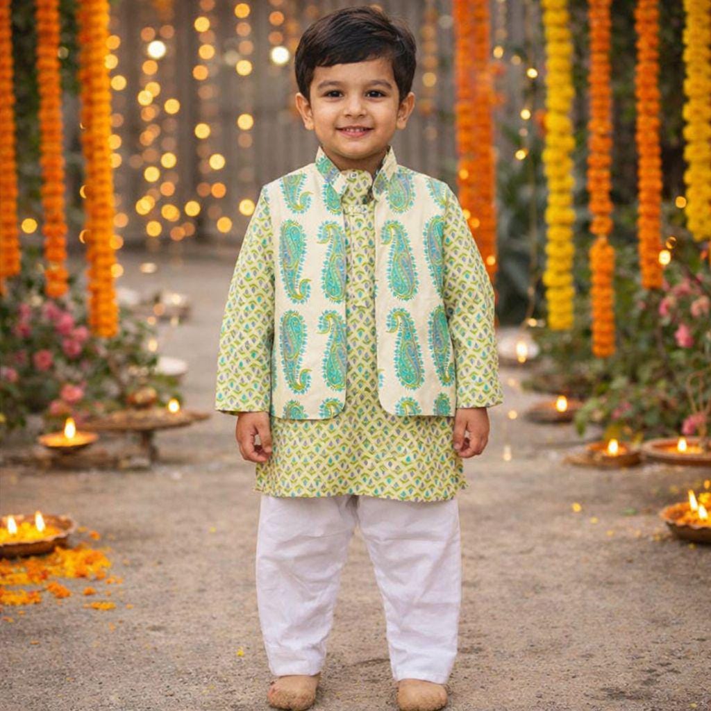 Boys cotton kurta sets with open jacket/Boys kurta/Kurta with Jacket/Kurta/Kids kurta/kids kurta with pants and jacket/Baby Indian dress