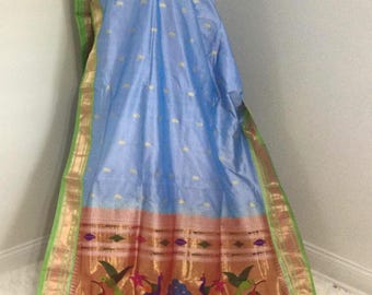 Narali Kath Pure silk Paithani saree with Peacock- Parrot palla /Silk sarees/Handloom sarees/PAITHANI sarees/Sarees