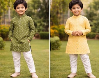 Cotton Kurta Pajama Set for Boys/Cotton Kurtas for Boys/Kids Ethnic Kurta Set/Designer Boys Kurta Pajama/Boys Indian Kurta/Baby Boy Kurta
