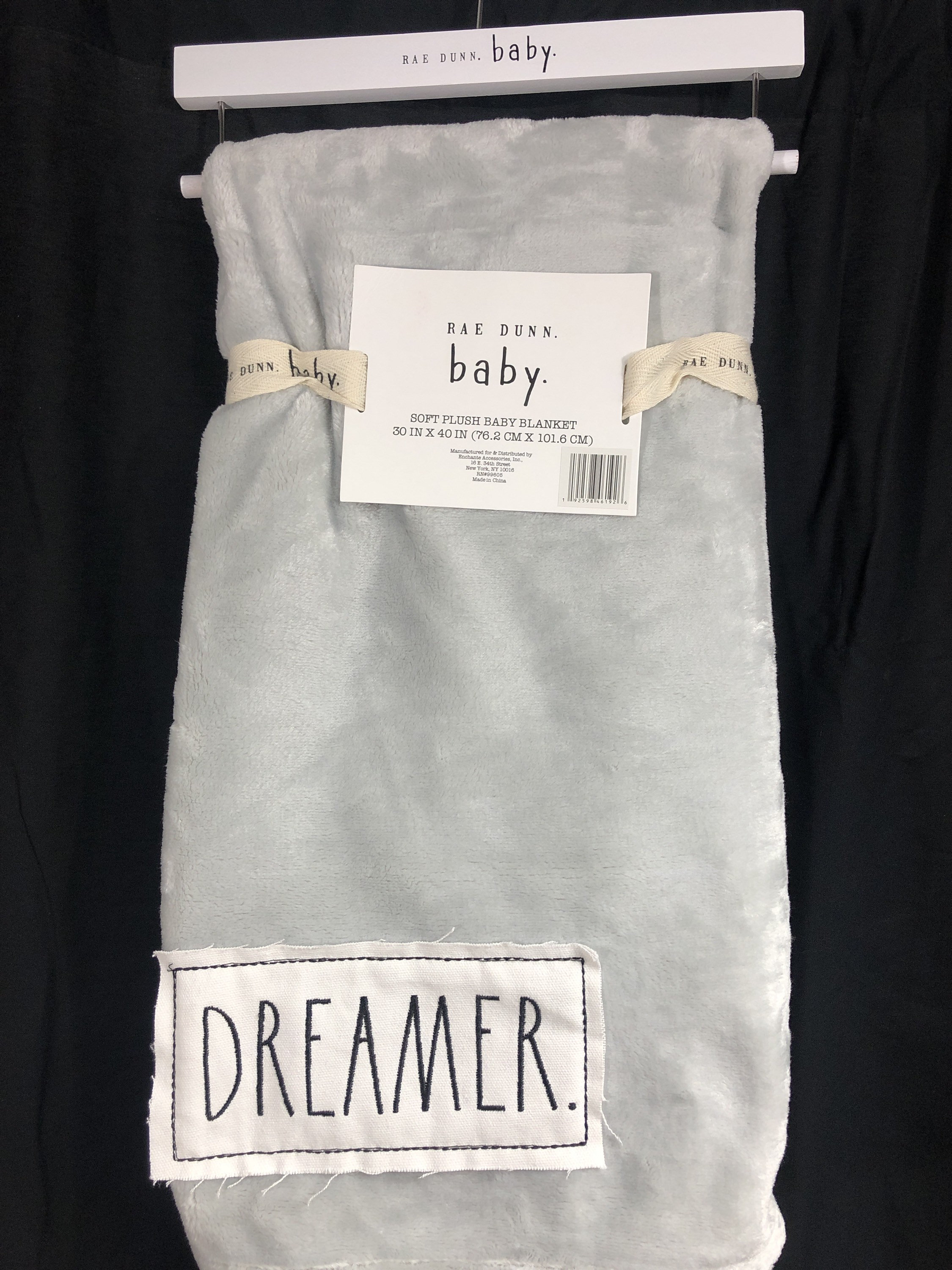 Rae Dunn gray soft plush baby blanket Dreamer Etsy