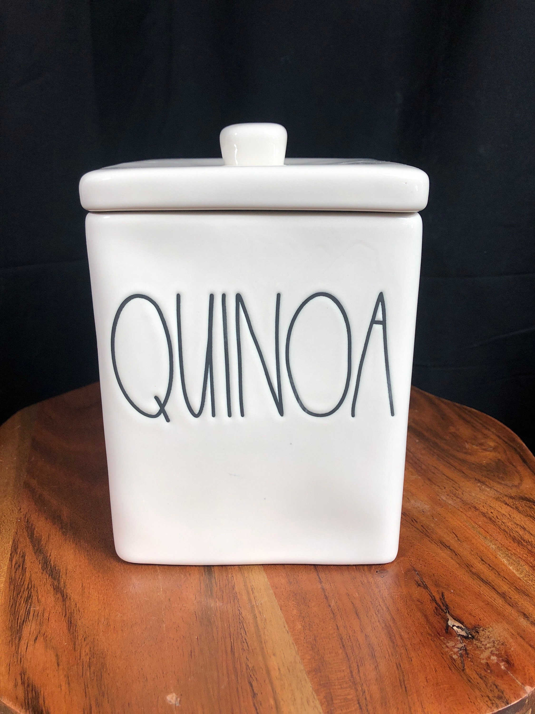 Rae Dunn white ceramic Quinoa square canister Etsy