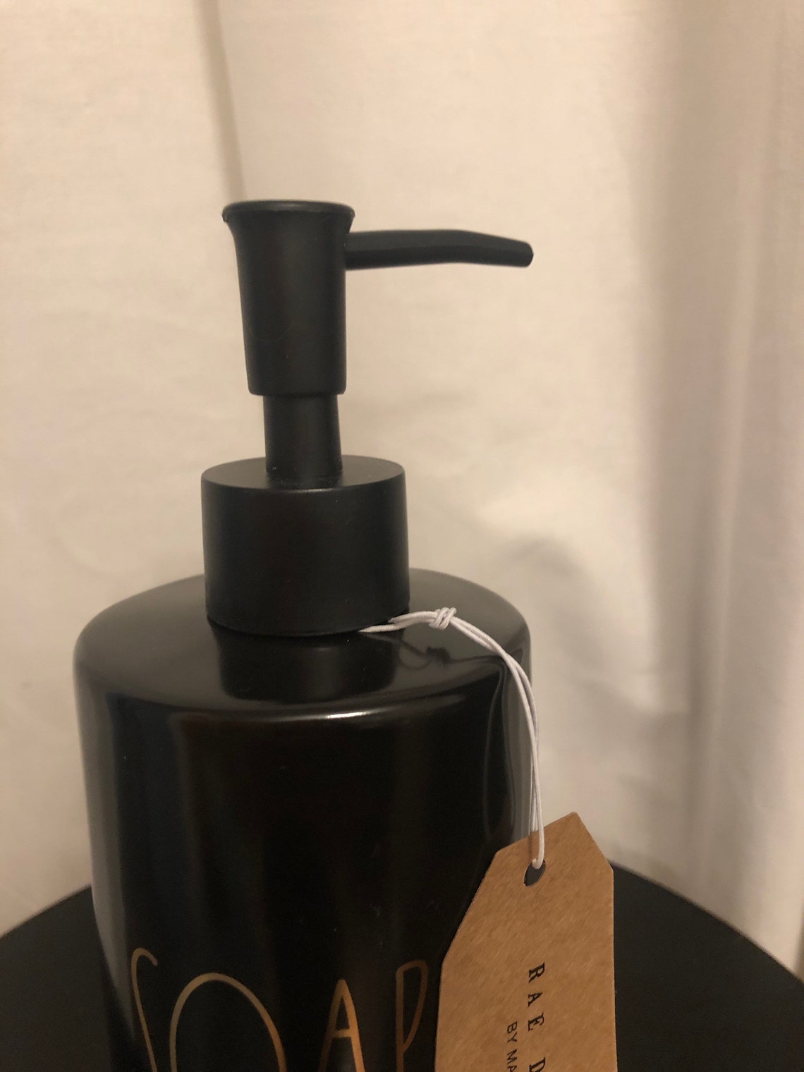 Rae Dunn black ceramic Soap dispenser with gold lettering Etsy