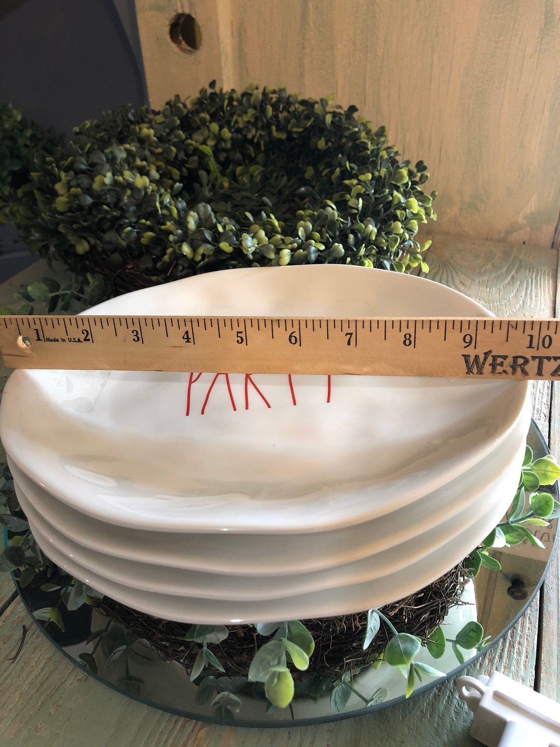Rae Dunn Party plates with red writing Etsy