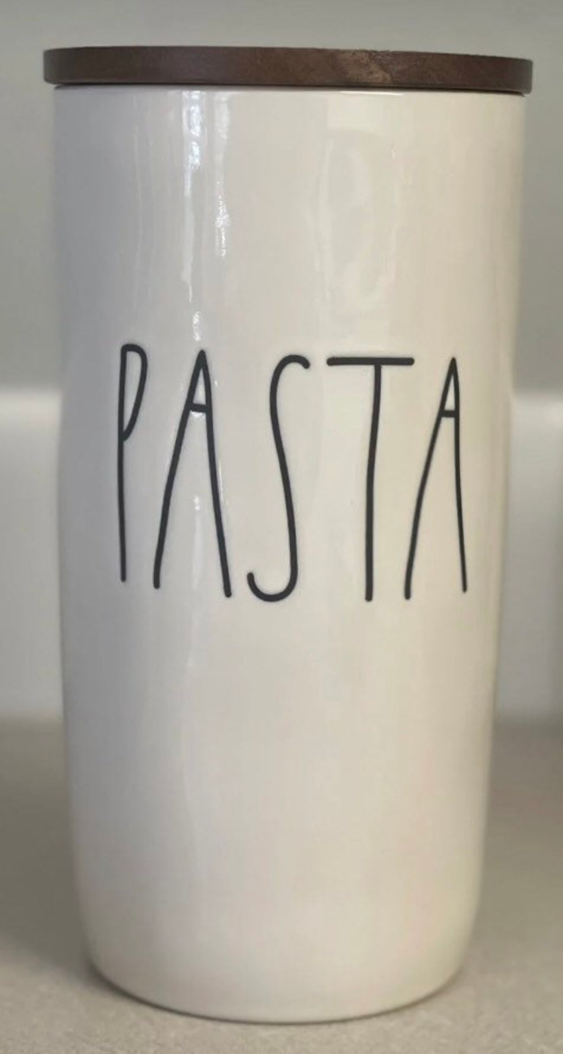 Rae Dunn white ceramic Pasta canister with wooden lid Etsy