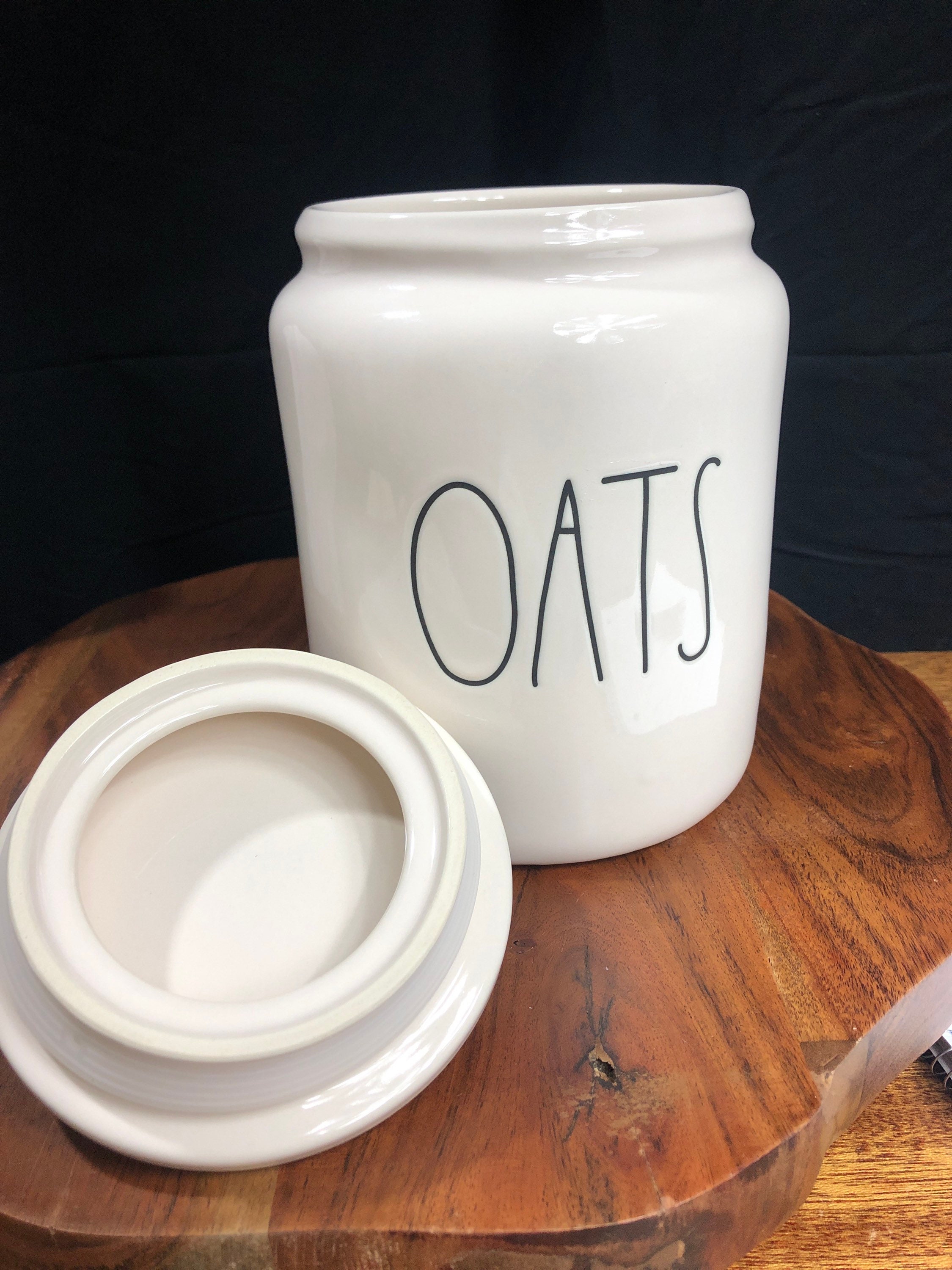 Rae Dunn white ceramic Oats canister Etsy