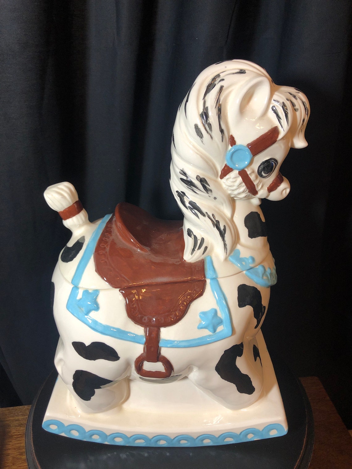 Vintage ceramic rocking horse cookie jar Etsy