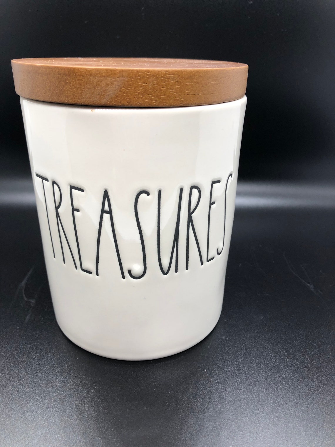Rae Dunn Treasures canister with wood lid Etsy