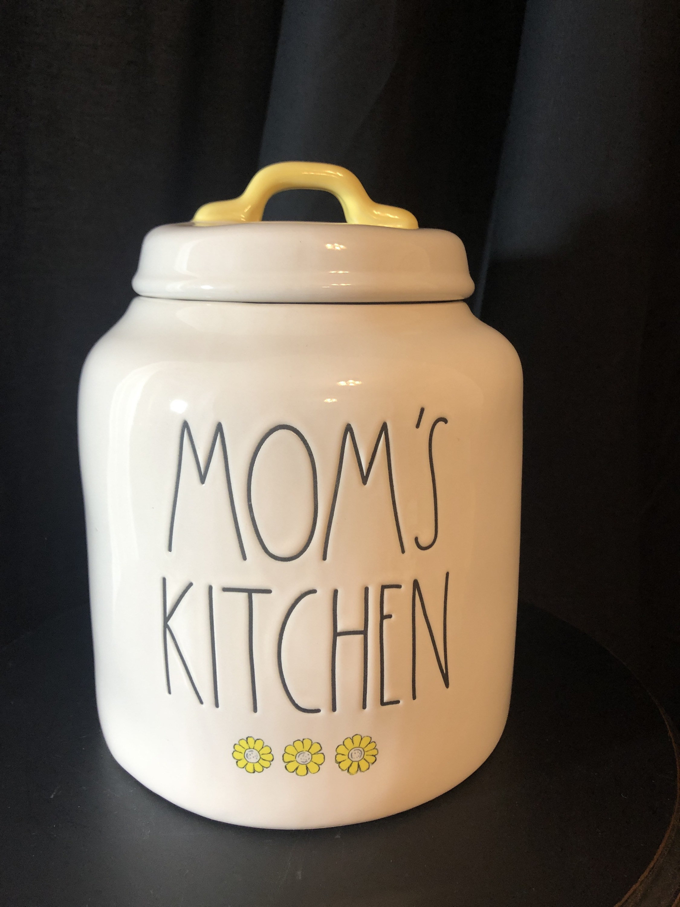 Rae Dunn white ceramic Moms Kitchen canister with yellow Etsy