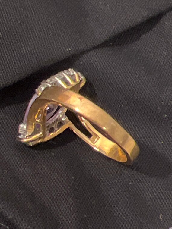 Vintage diamond and amethyst ring - image 3