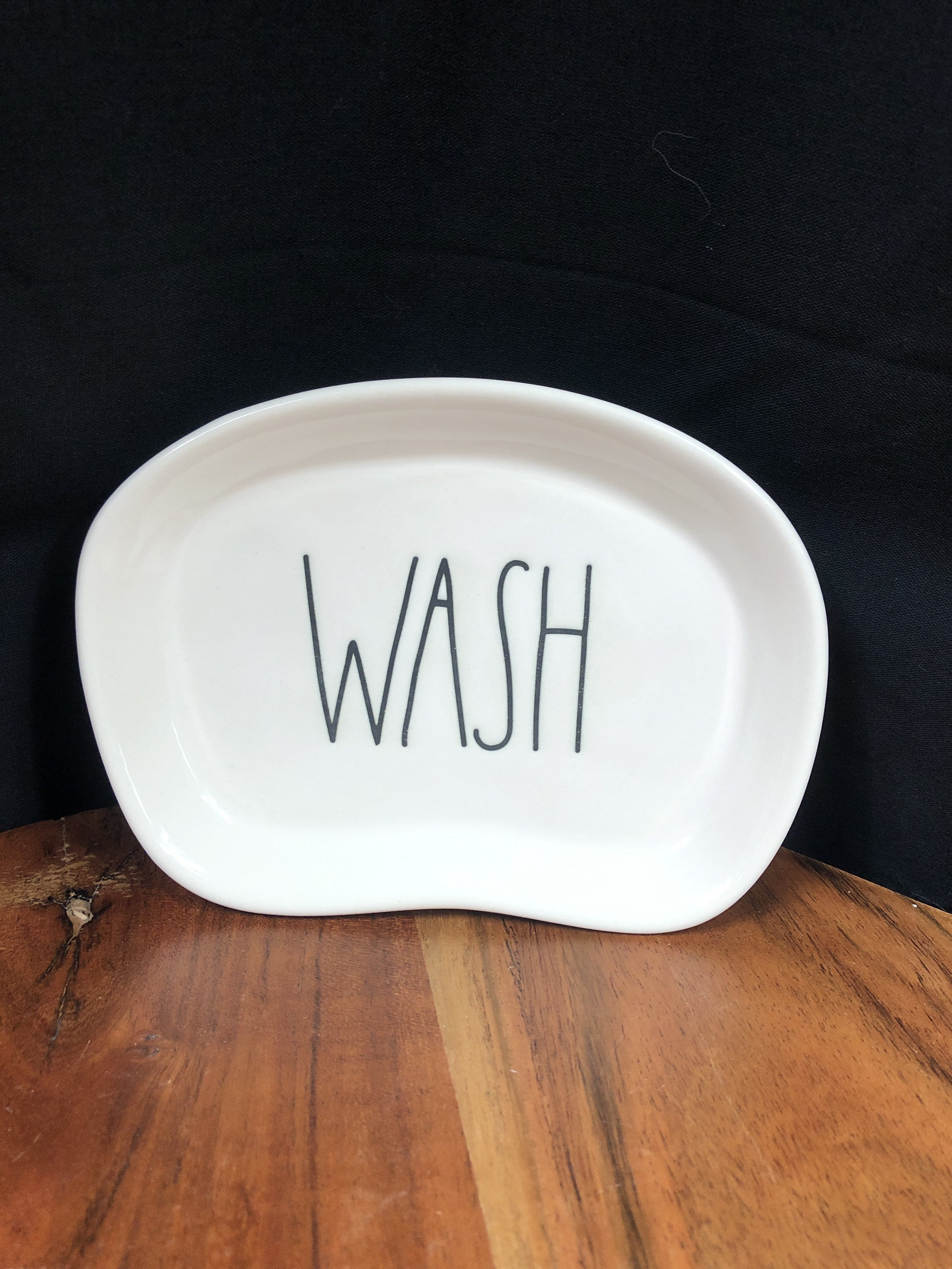 Rae Dunn white ceramic curved Wash soap dish with wooden Etsy