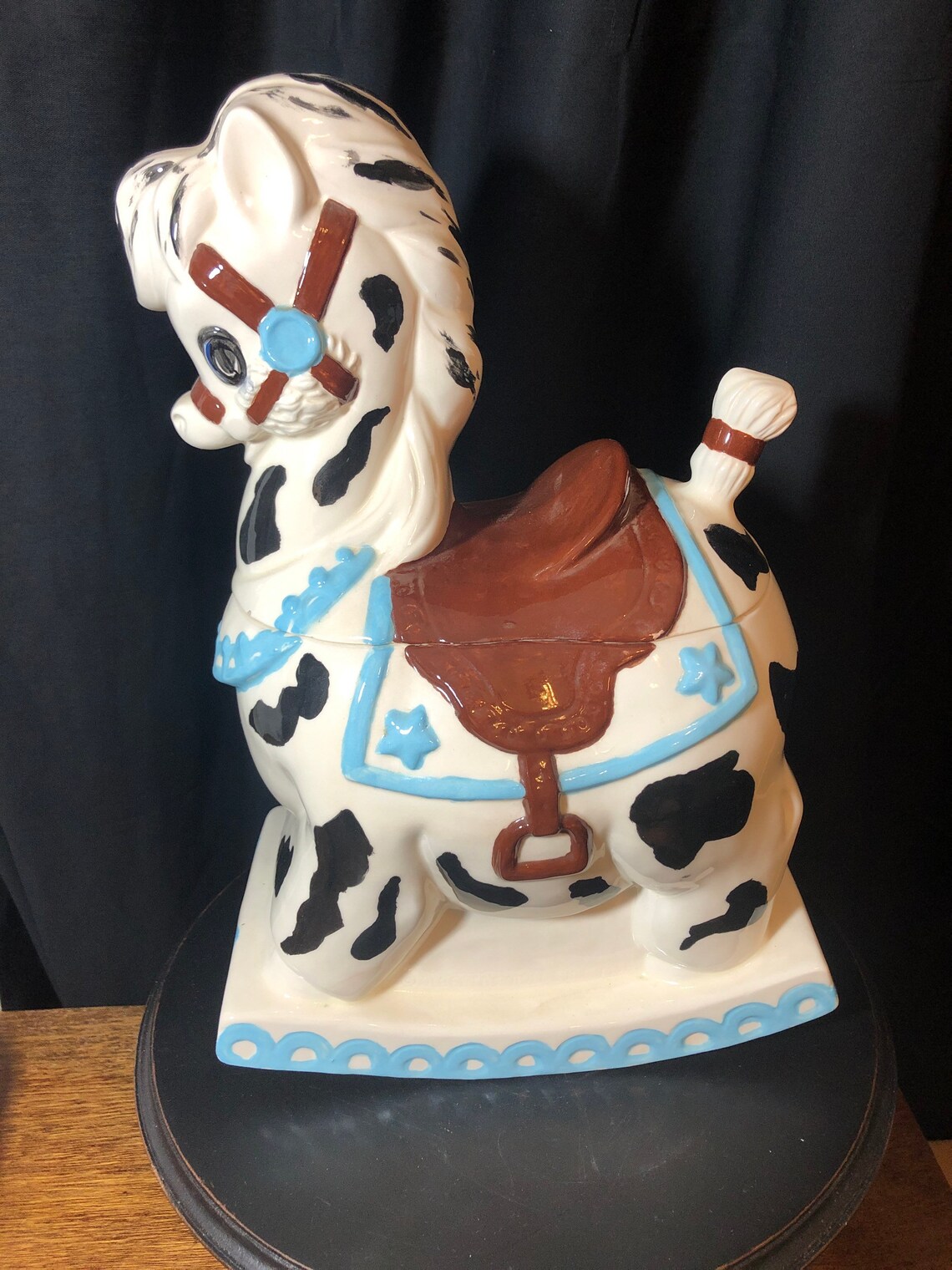 Vintage ceramic rocking horse cookie jar Etsy