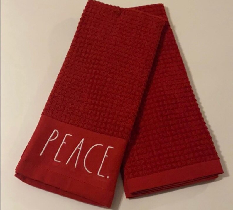 Rae Dunn red Joy & Peace hand towel set Etsy