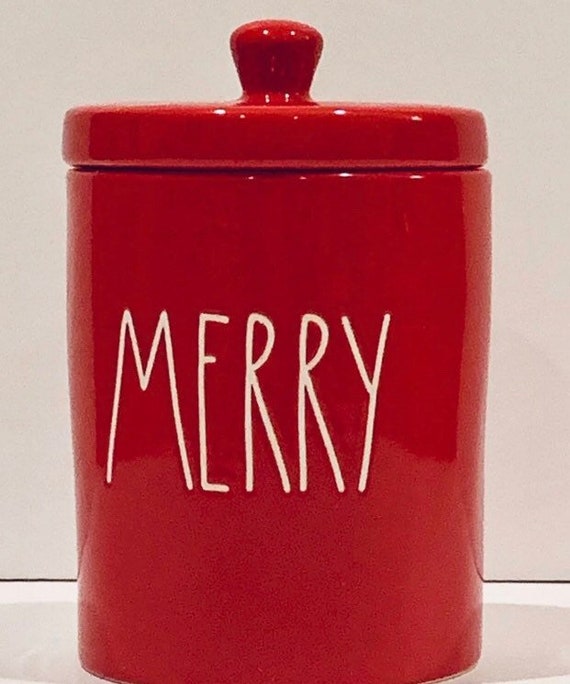 Rae Dunn Red Ceramic Merry Canister Etsy