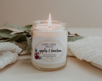 Apples and Bourbon Candle, Apple Candle, Soy Candle, Scented Candle, Housewarming Gift, Bridesmaid Gift, Birthday Gift, Wax Melts, Wax Tarts