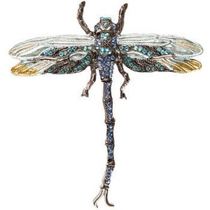 Dragonfly Rhinestone Brooch Pin on or Pendant Vintage style Aqua Blue image 1