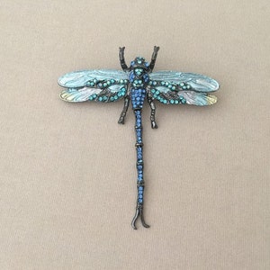 Dragonfly Rhinestone Brooch Pin on or Pendant Vintage style Aqua Blue image 3