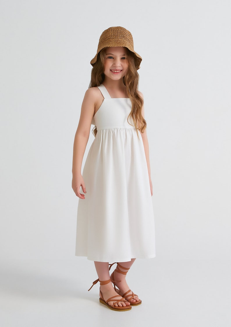 Girls Summer Dress, Boho Baby Linen Sundress, Linen Summer Baby Dress image 3