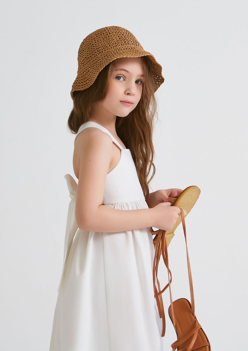 Girls Summer Dress, Boho Baby Linen Sundress, Linen Summer Baby Dress image 5