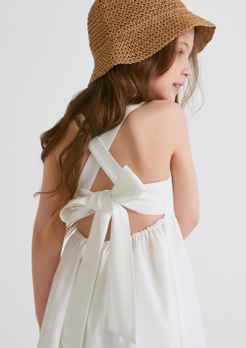 Girls Summer Dress, Boho Baby Linen Sundress, Linen Summer Baby Dress image 2