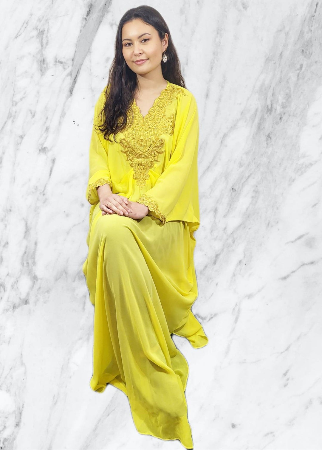 Gold Embroidery Dubai Moroccan Abaya Dress Kaftan Dress Purple Etsy