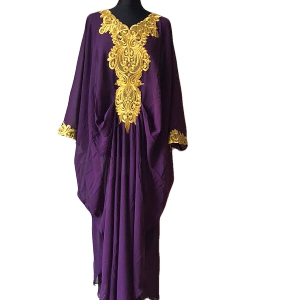 Robe caftan marocaine Dubaï avec broderies dorées, robe longue rouge vert noir, taille unique UK 8-24 US XS-3XL