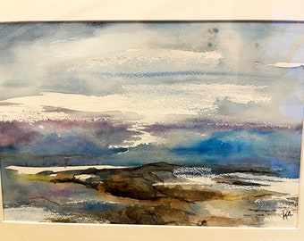 Coastal Margin - Watercolour and charcoal painting of Seascape