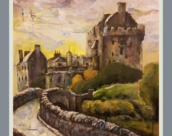 Approaching Eilean Donan Castle - Contemporary Acrylic Painting